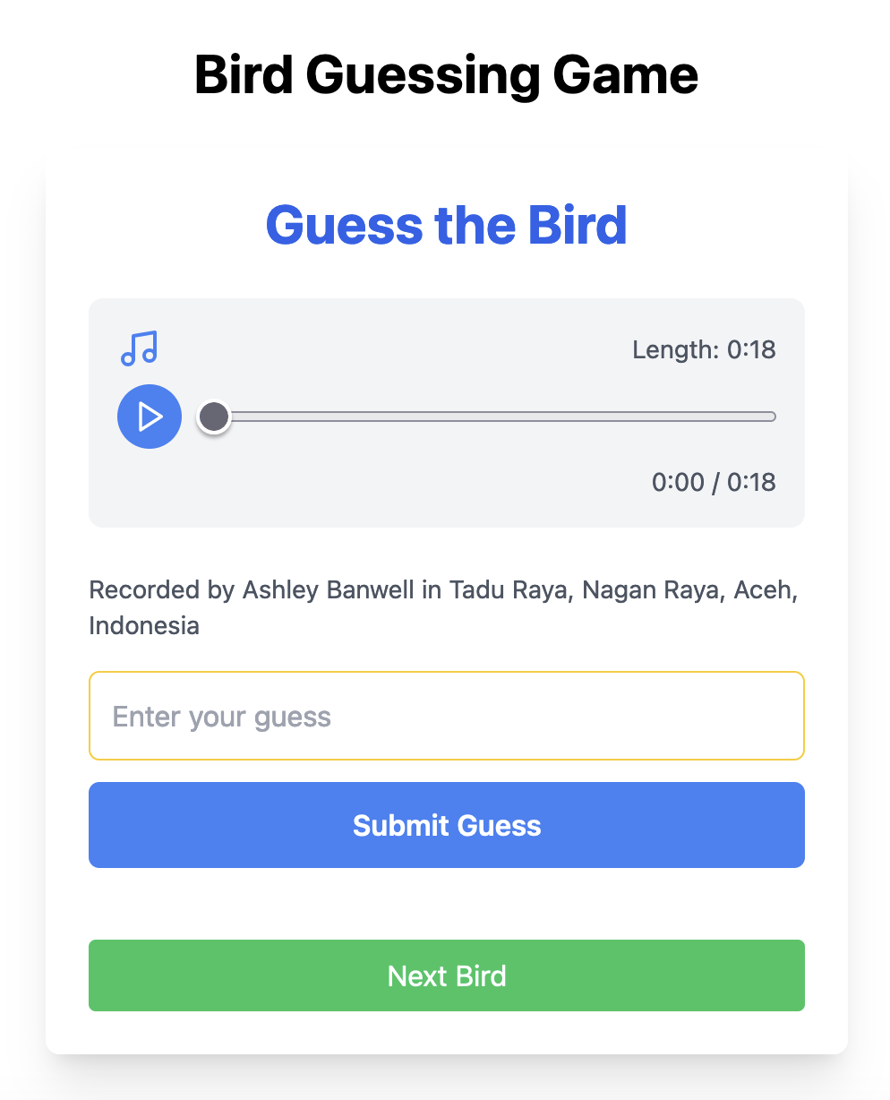 Bird guessing game